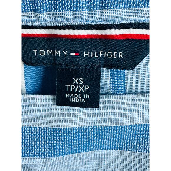 Tommy Hilfiger Women's Blouse Size XS Bohoemian Beachy Blue Striped Flowy - Picture 3 of 9